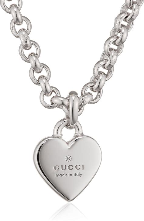 necklace with heart pendant gucci|Gucci silver and onyx necklace.